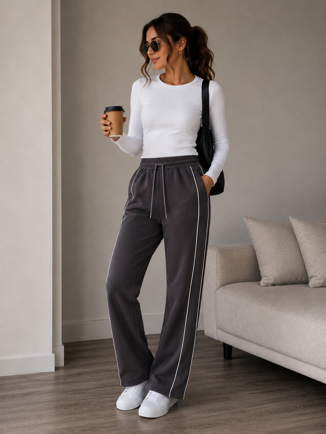 Comfort Stripe Jogger Charcoal