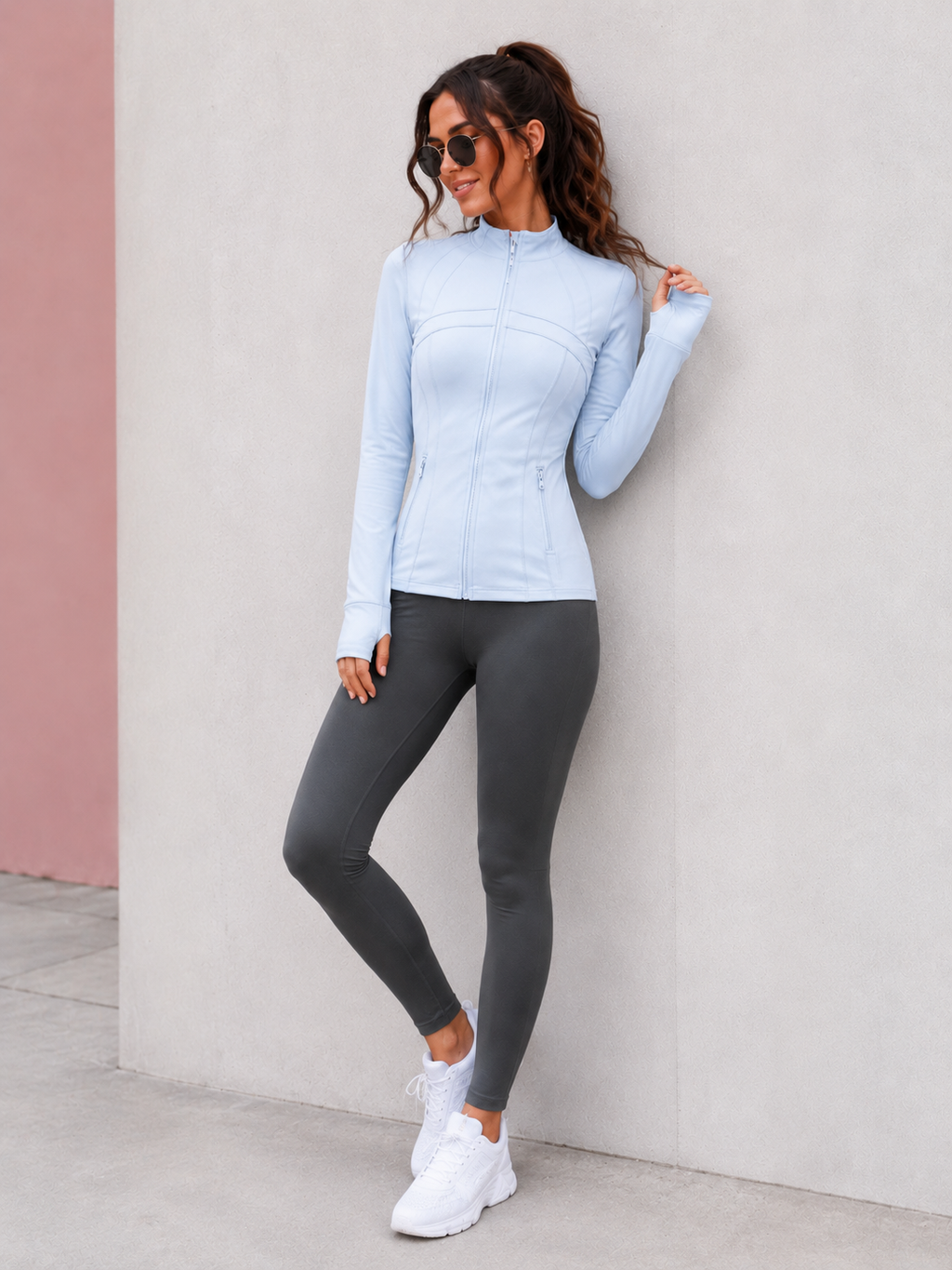 Activewear Full Zip Walking Top Sky Blue