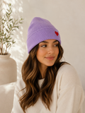 Sweetheart Knit Beanie- Purple