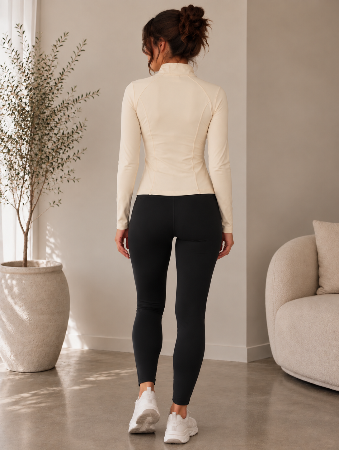 Active Zip Performance Top - Ecru