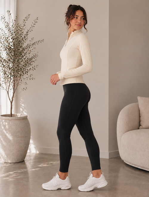 Active Zip Performance Top - Ecru