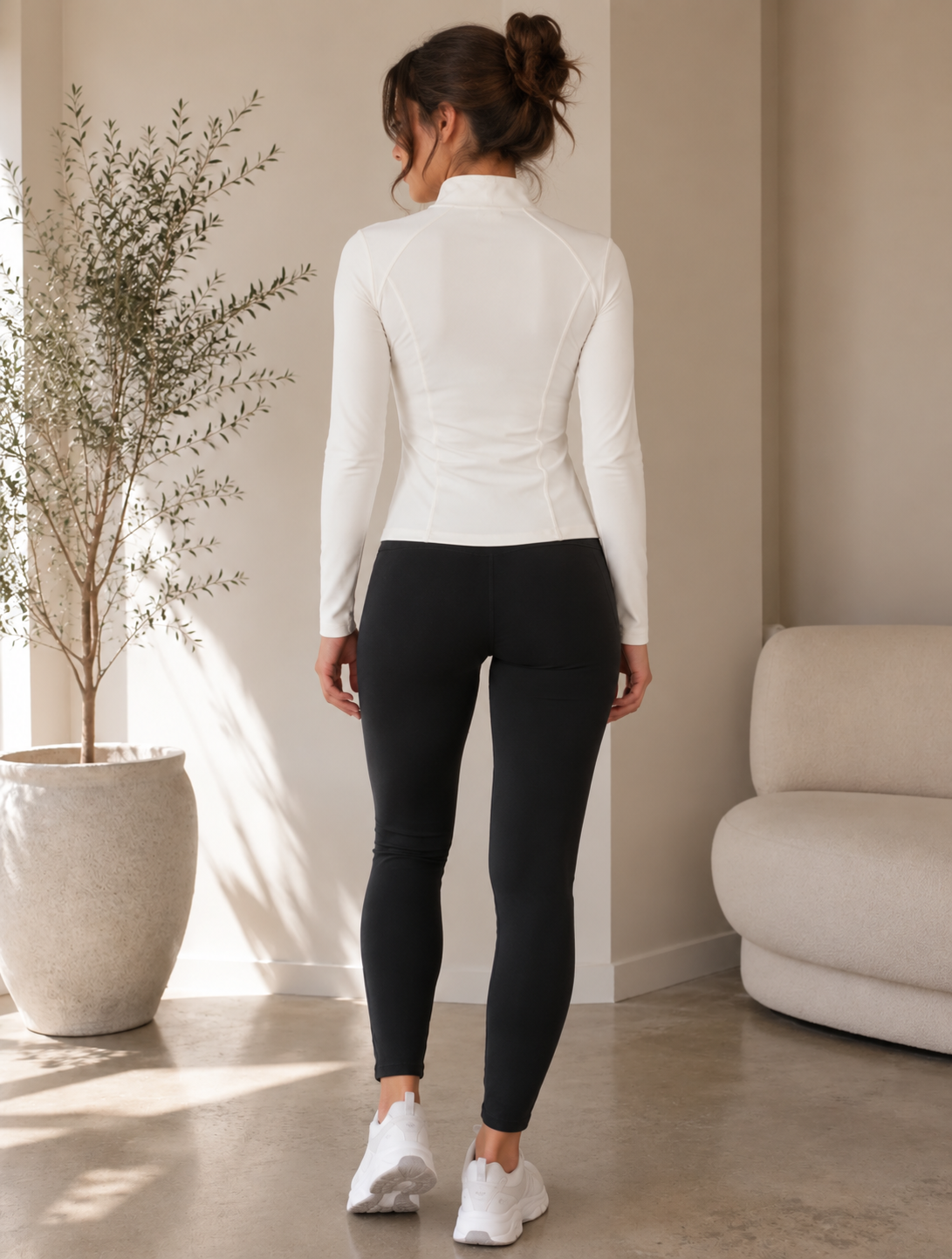 Active Zip Performance Top - White