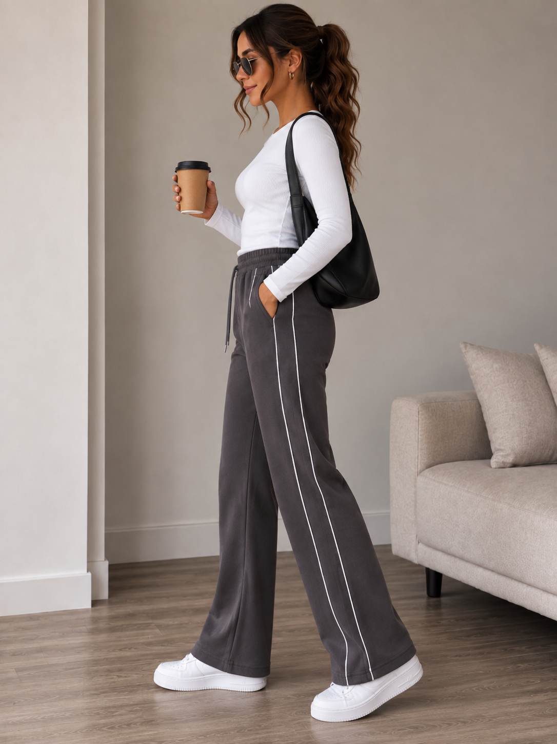 Comfort Stripe Jogger Charcoal
