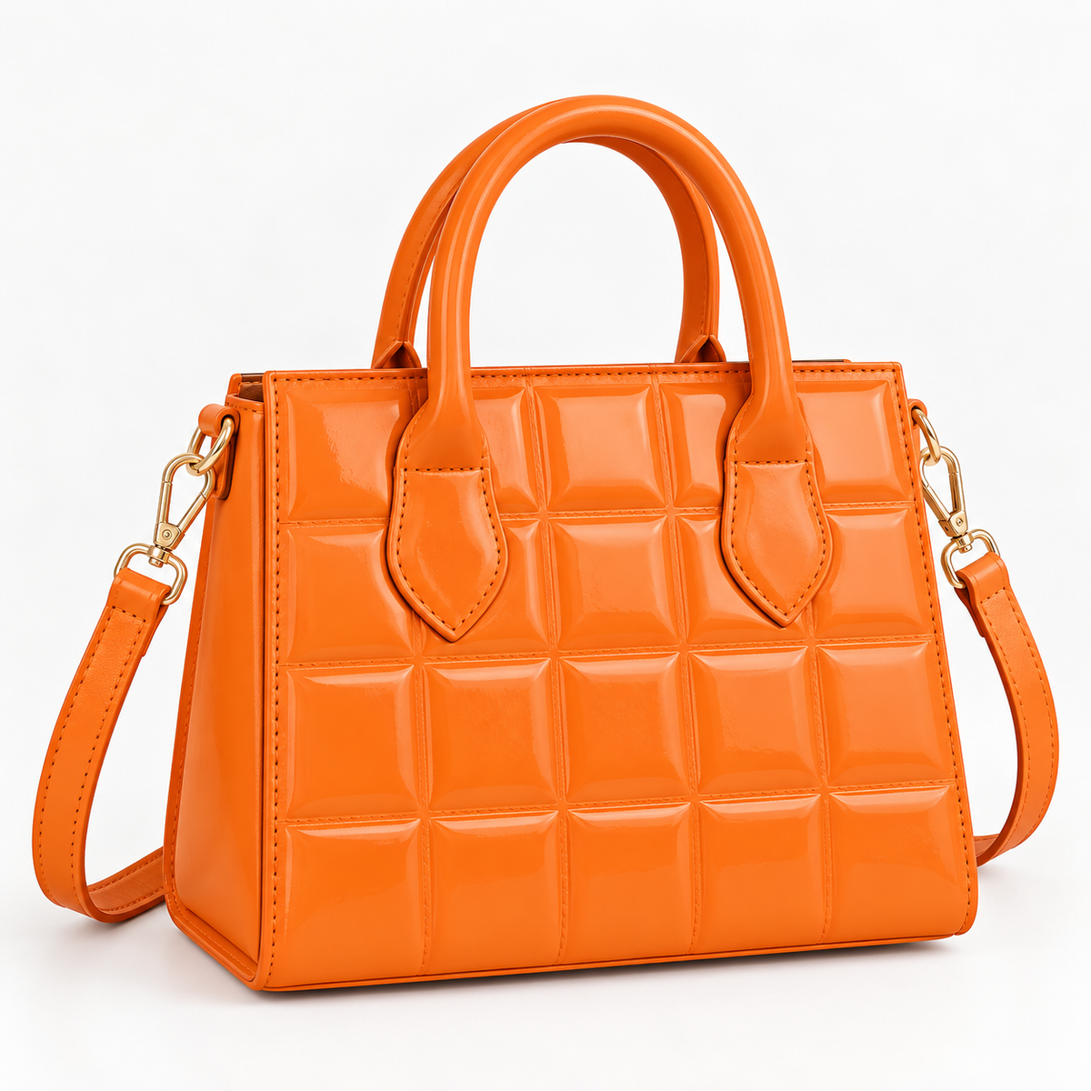 Orange  Quilted Tote Bag