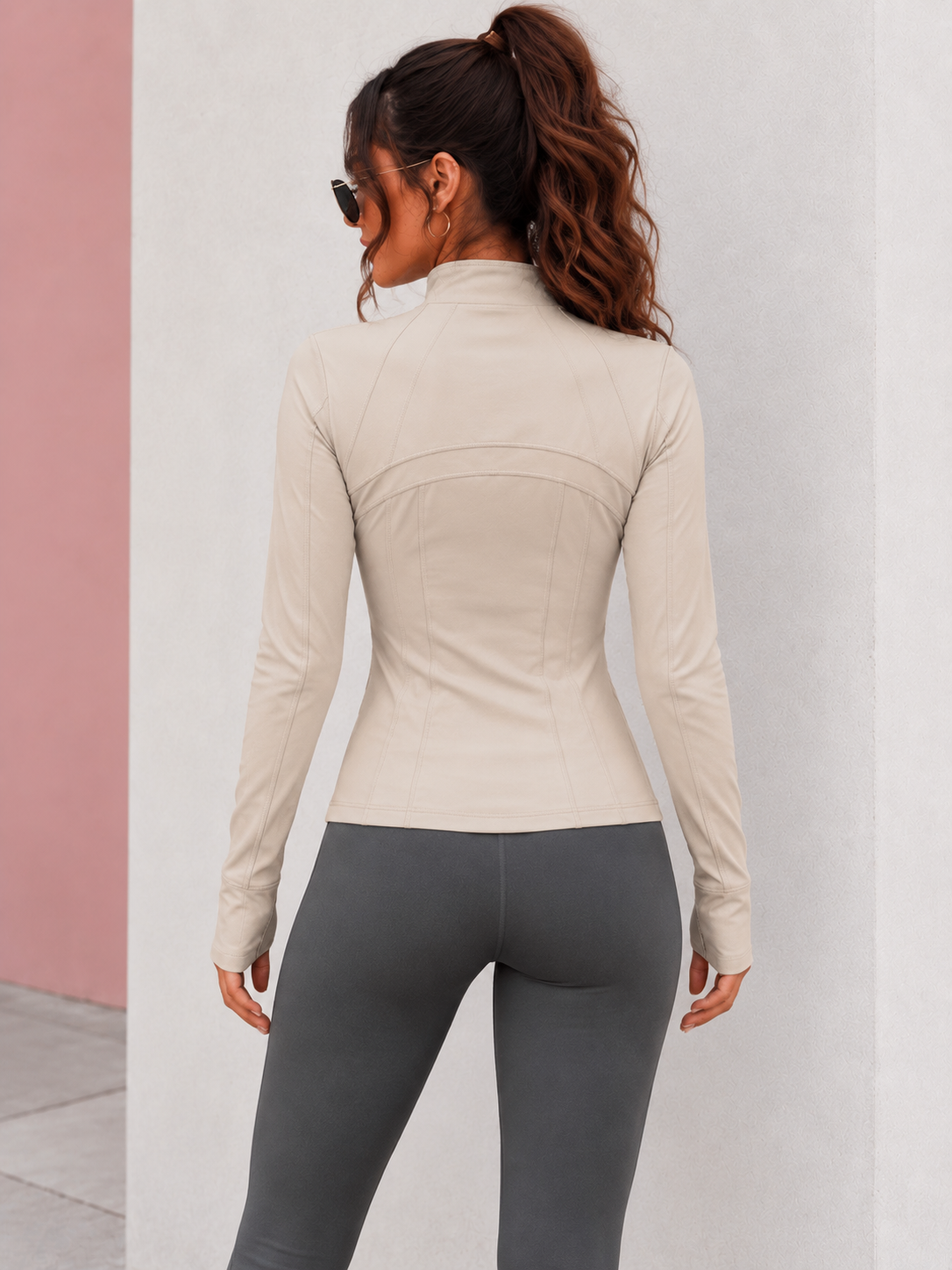 Activewear Full Zip Walking Top Sand
