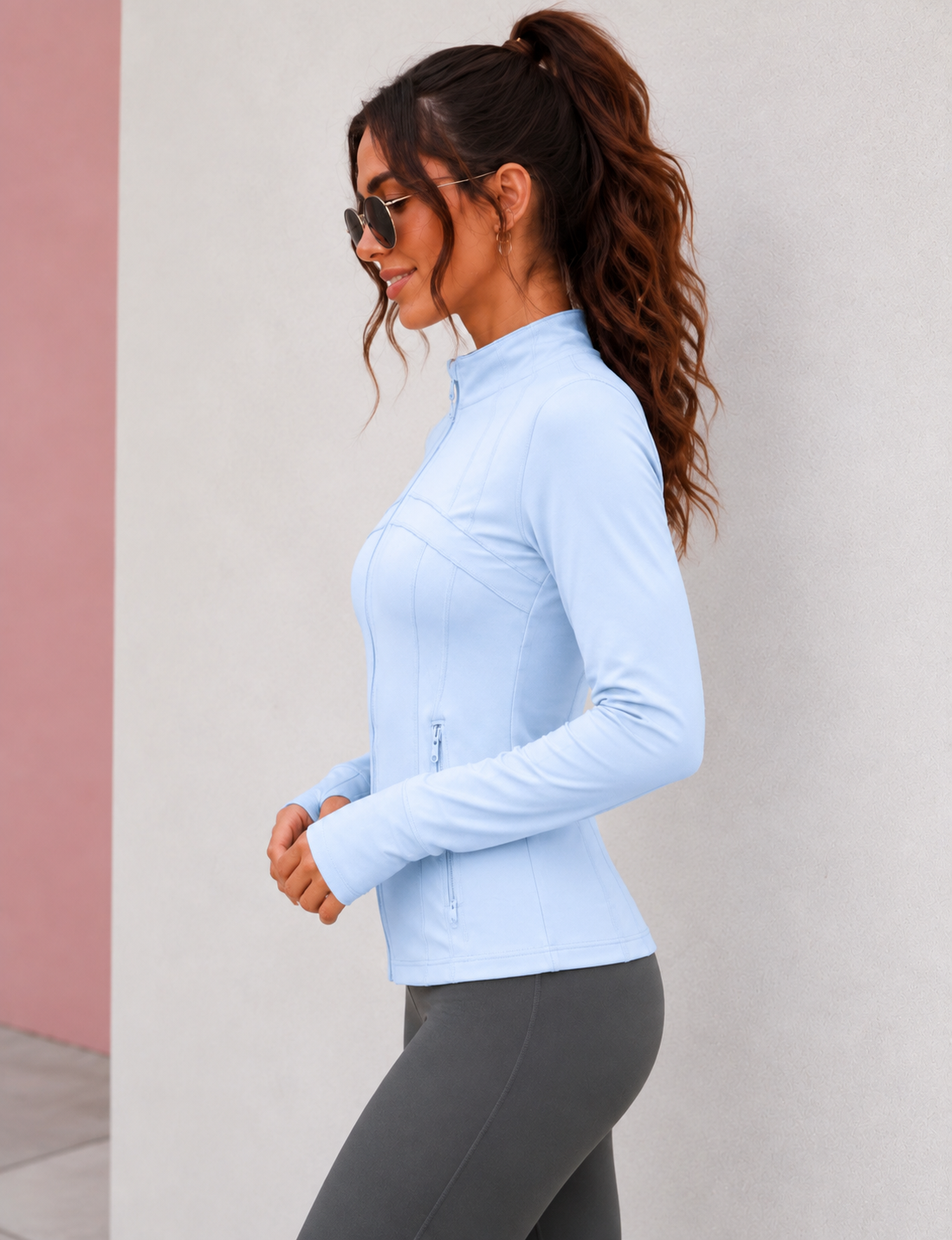 Activewear Full Zip Walking Top Sky Blue