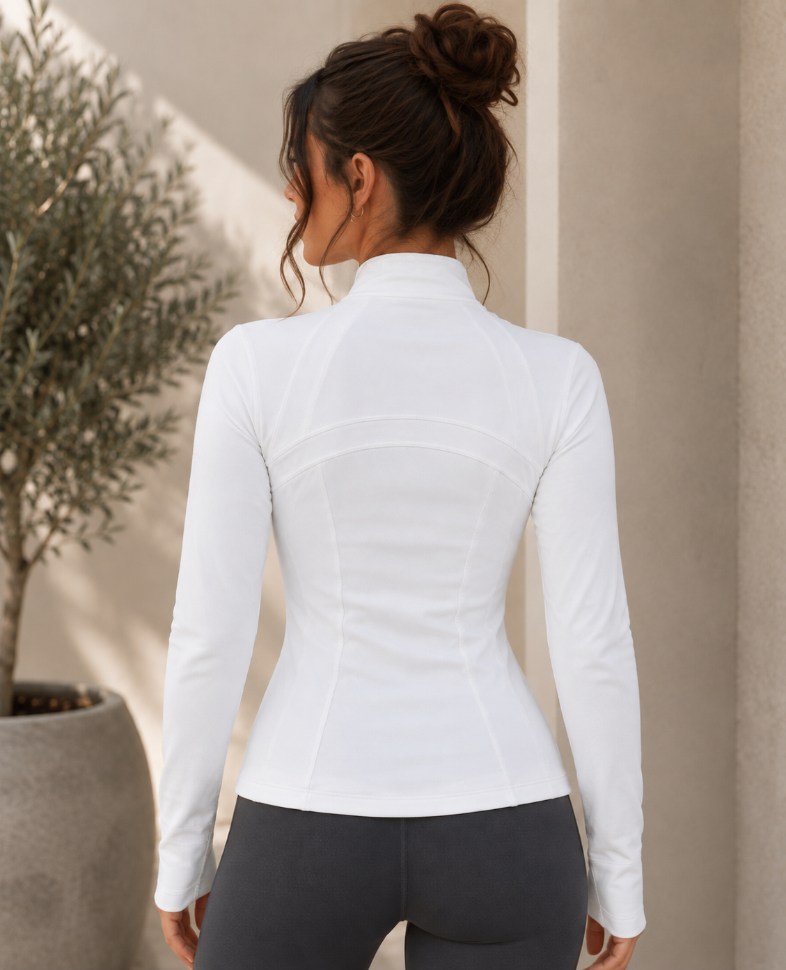 Activewear Full Zip Walking Top White